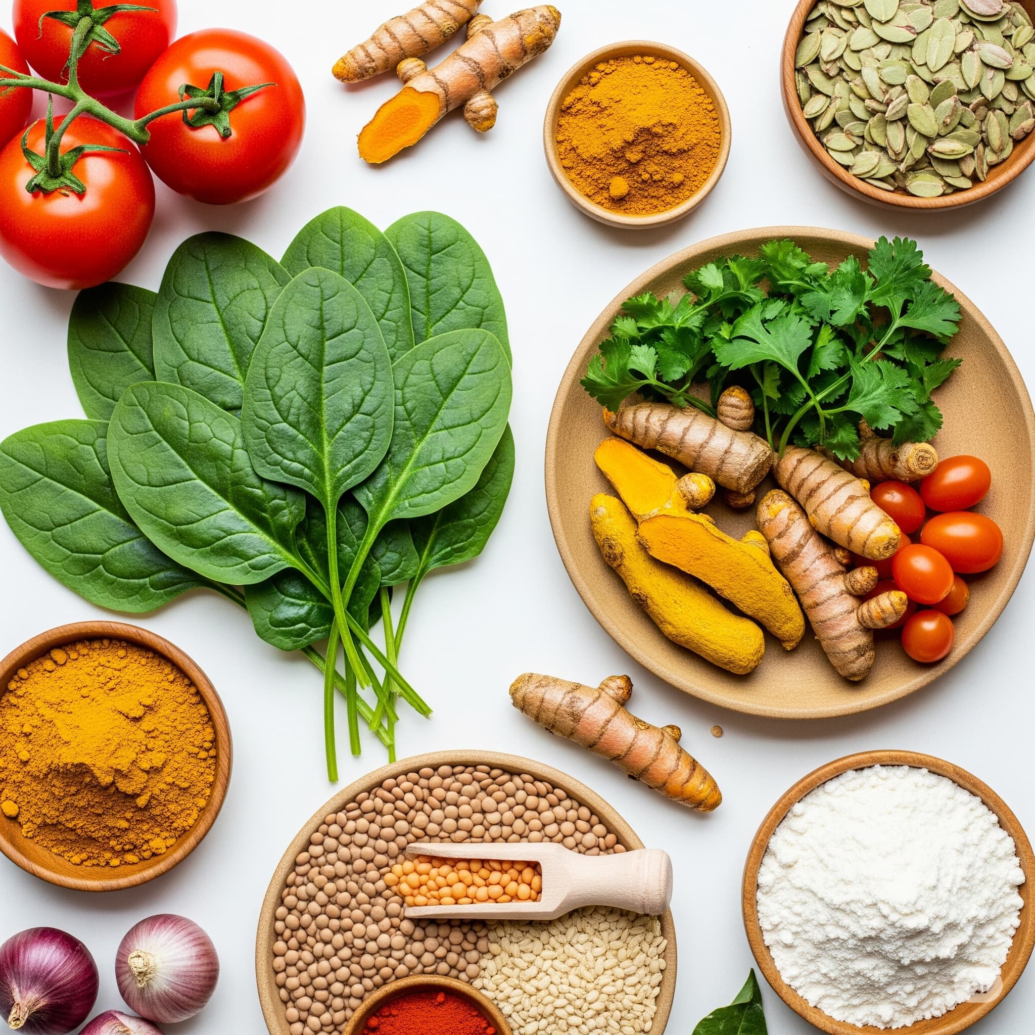 Fresh, locally sourced Indian vegetables, spices, and grains for healthy meals